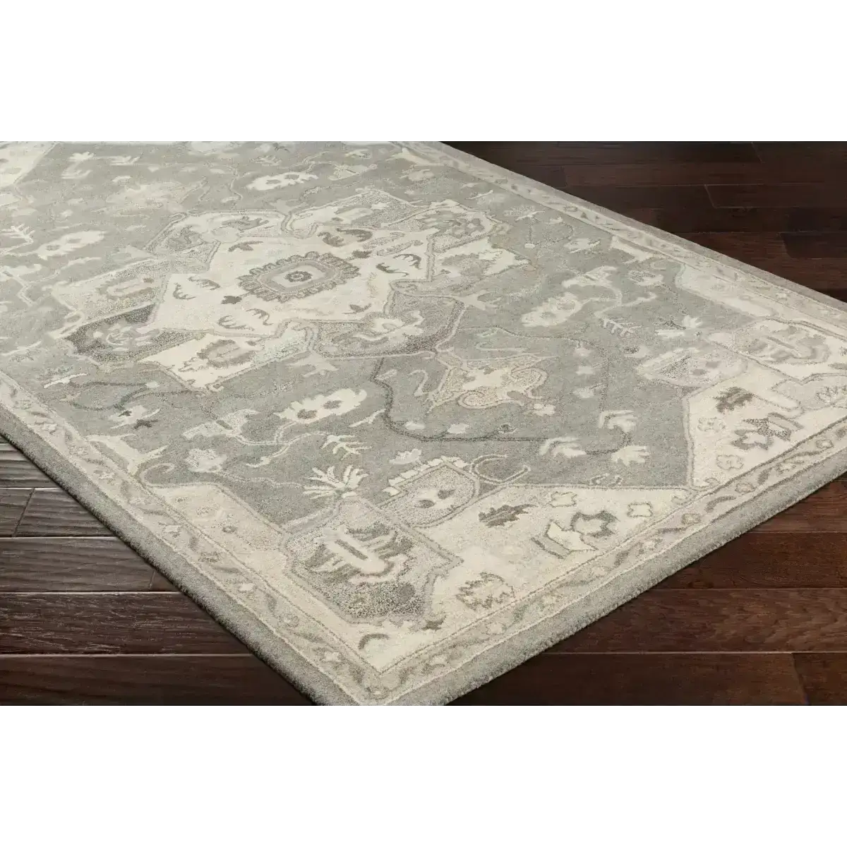 Gray Taupe Hand Tufted Traditional Wool Rug - Boutique Rugs