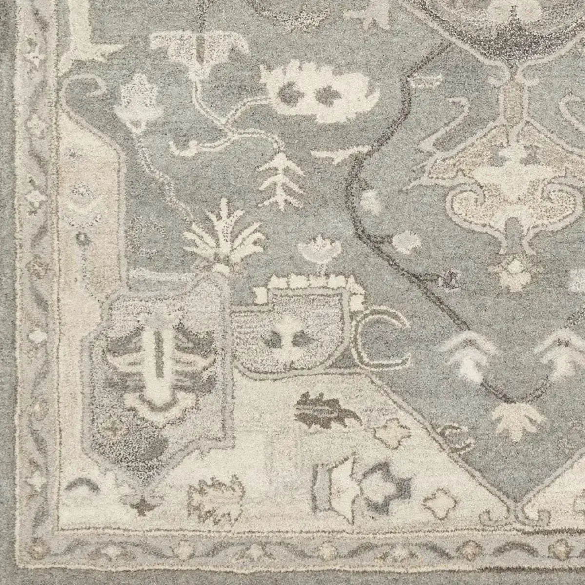 Gray Taupe Hand Tufted Traditional Wool Rug - Boutique Rugs