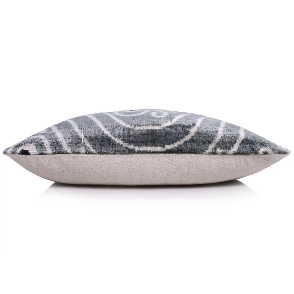 Gray & White Silk Velvet Ikat Lumbar Pillow 16x24 – Handmade - Canvello