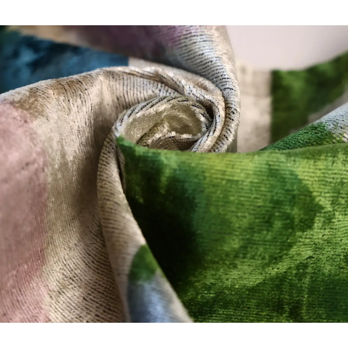 Green and Beige Abstract Silk Velvet Pillow 16x24 Handmade Luxury Cushion - Canvello