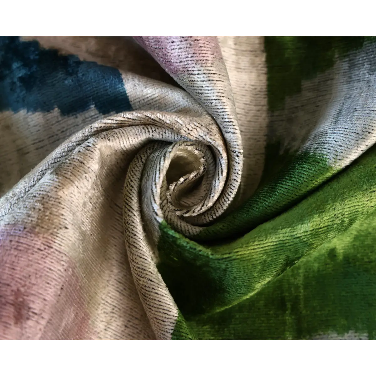 Green and Beige Abstract Silk Velvet Pillow 16x24 Handmade Luxury Cushion - Canvello