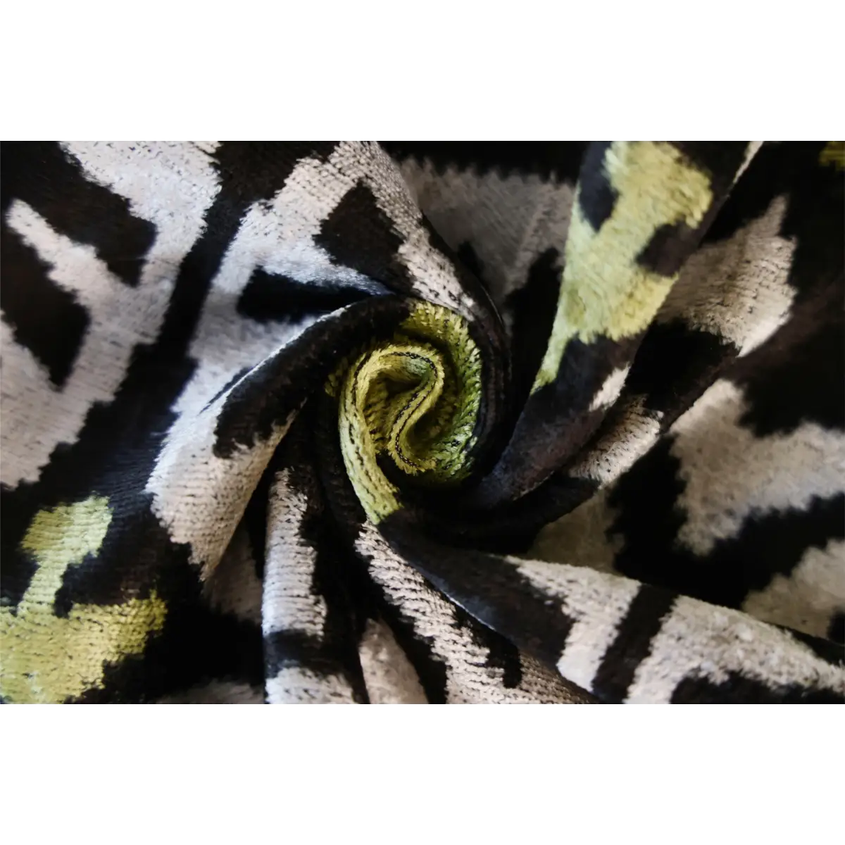 Green and Black Silk Velvet Ikat Pillow 16x16 Handmade Luxury Cushion - Canvello