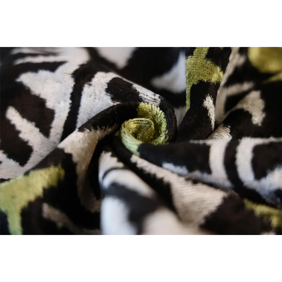 Green and Black Silk Velvet Ikat Pillow 16x16 Handmade Luxury Cushion - Canvello