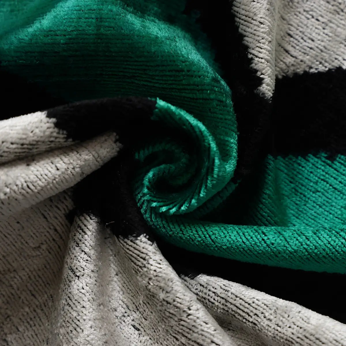 Green Chevron Silk Velvet Throw Pillow 20x20 - Handmade Organic Luxury - Canvello