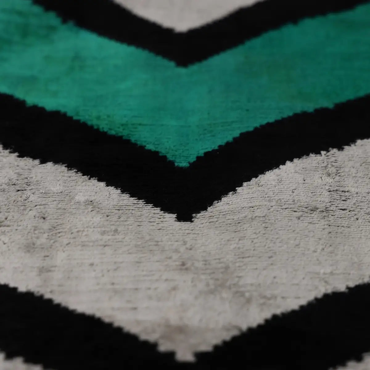 Green Chevron Silk Velvet Throw Pillow 20x20 - Handmade Organic Luxury - Canvello