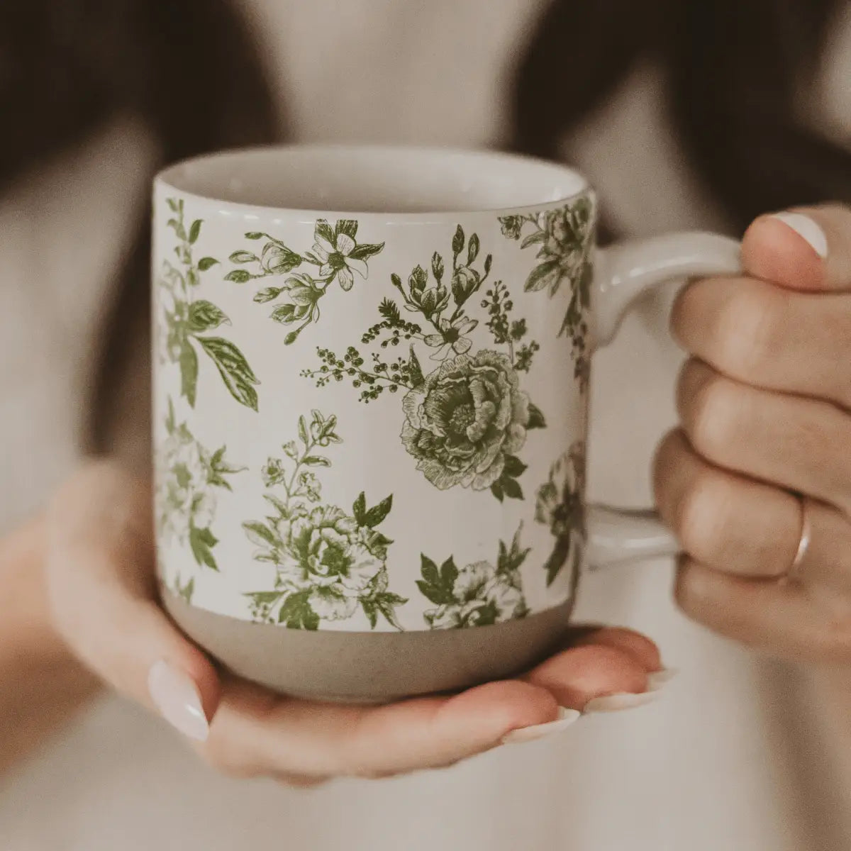 Green Delft 14oz. Stoneware Coffee Mug - Sweet Water Decor
