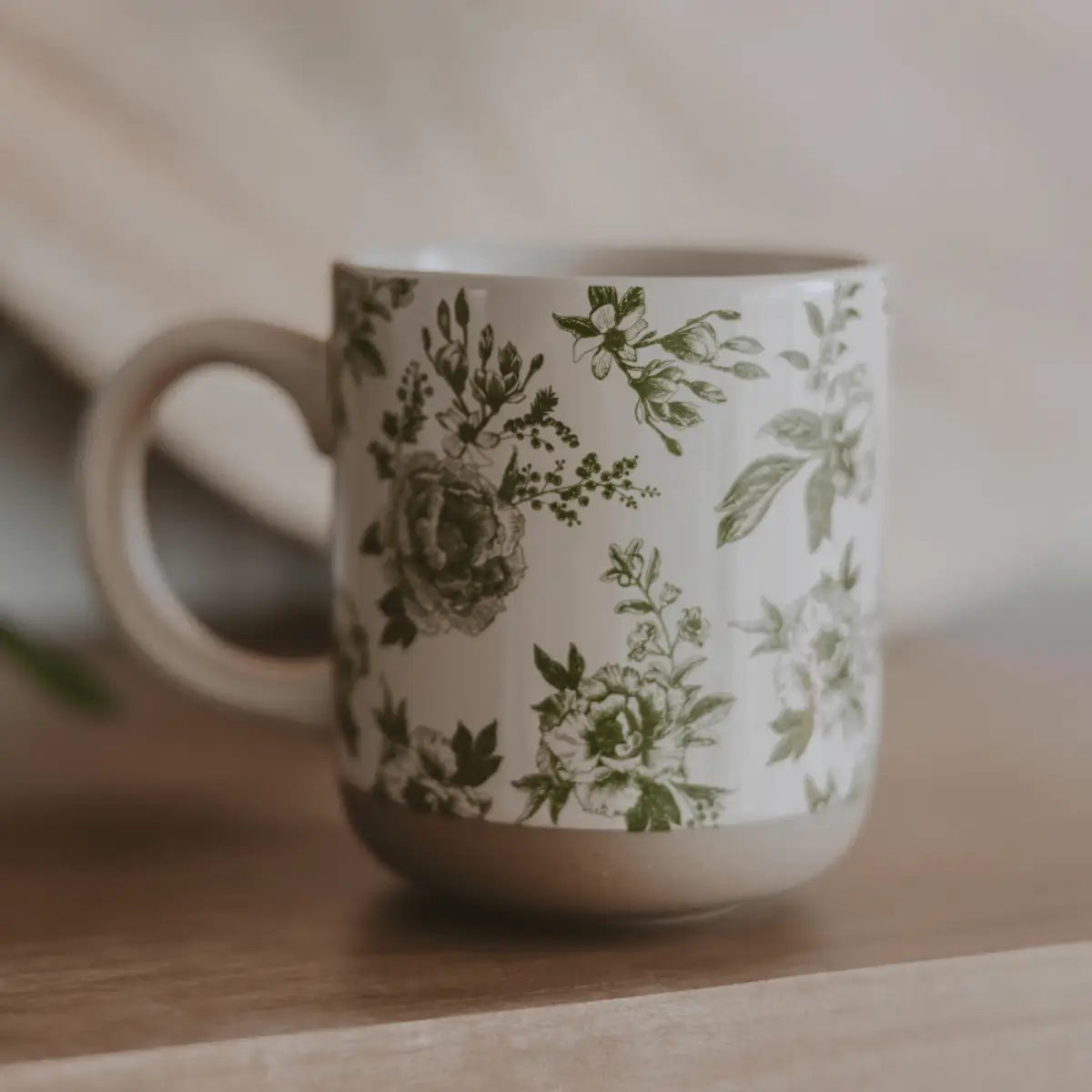 Green Delft 14oz. Stoneware Coffee Mug - Sweet Water Decor