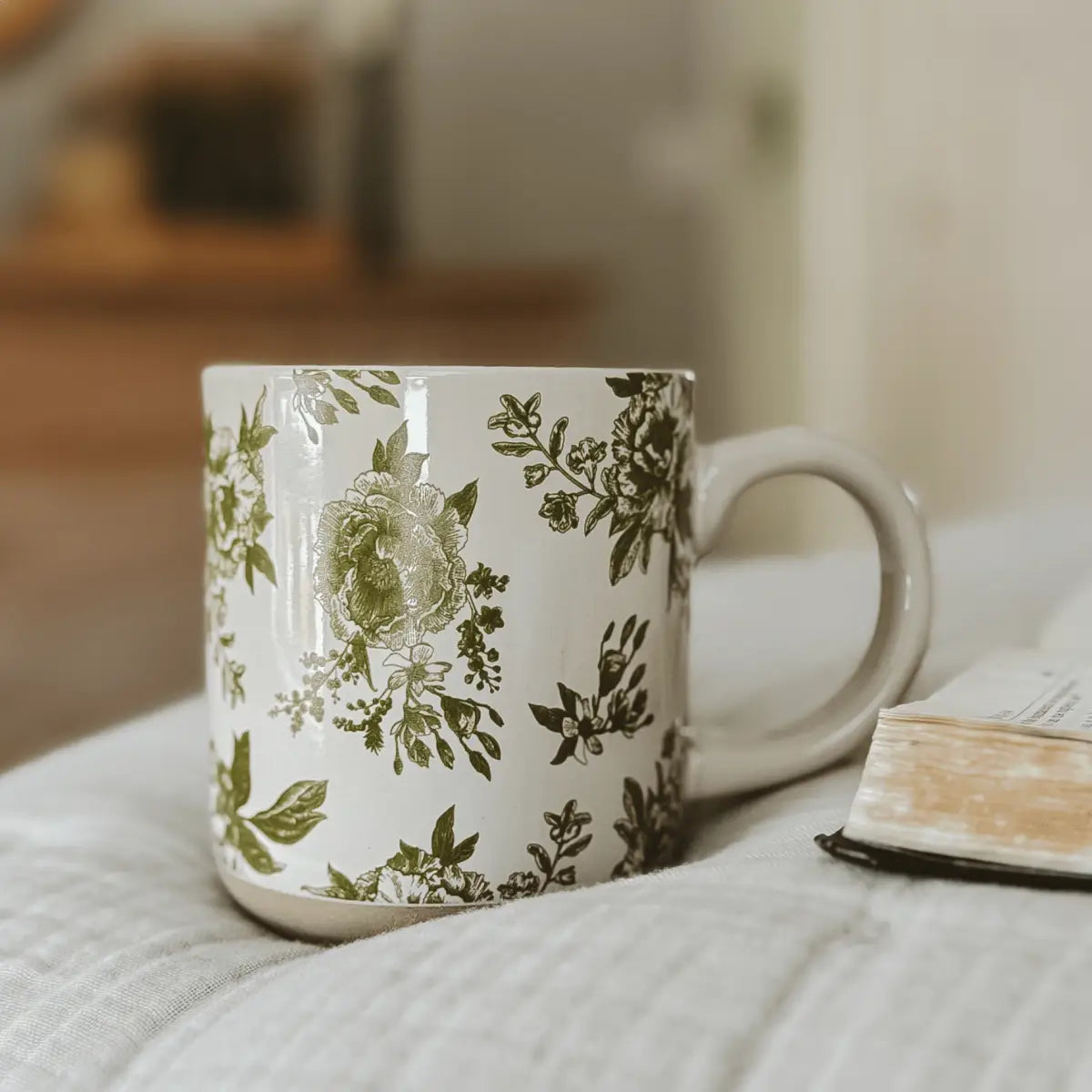 Green Delft 14oz. Stoneware Coffee Mug - Sweet Water Decor