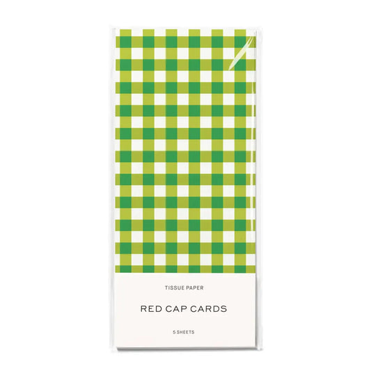 Tissue Paper - Green Gingham - Red Cap Cards