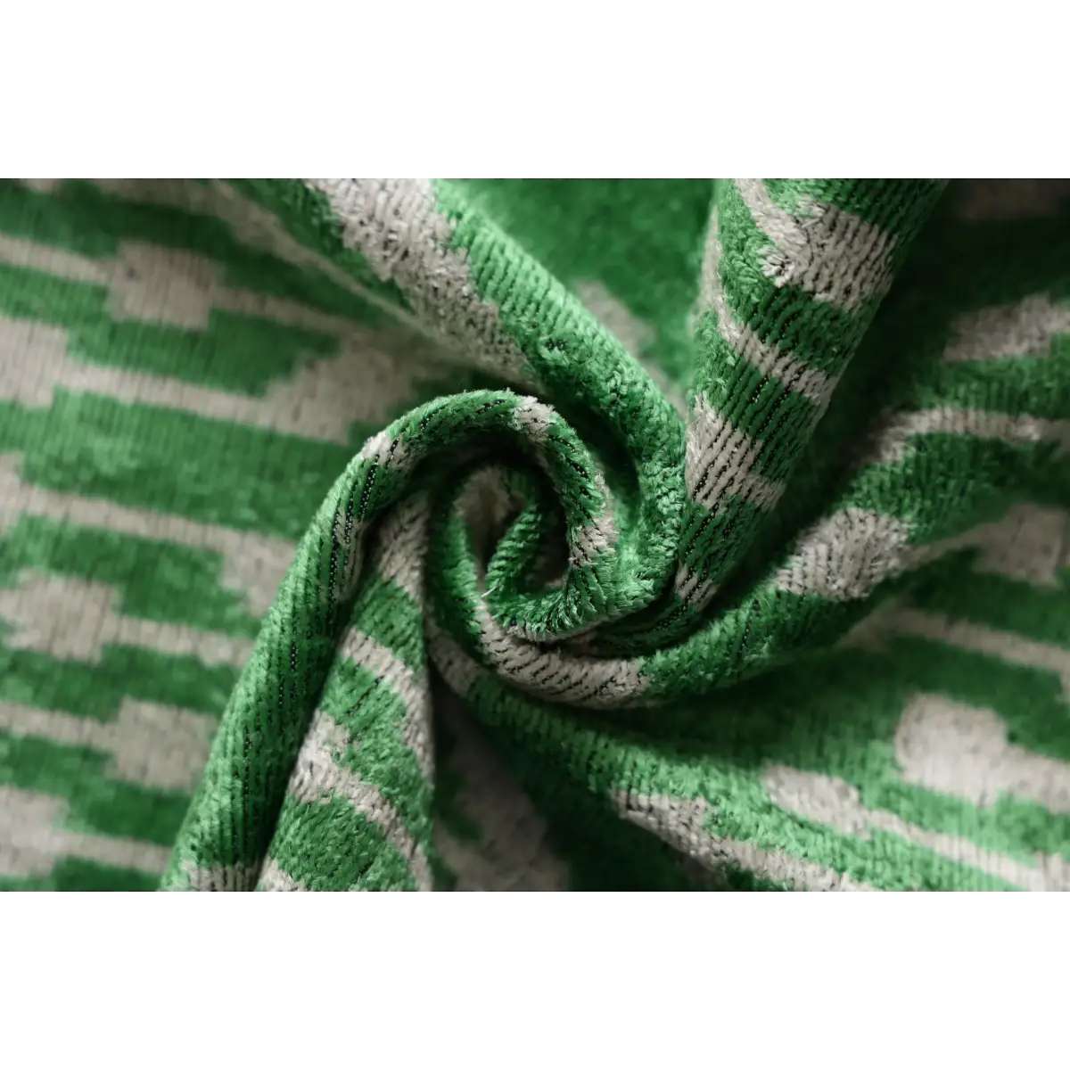 Green Ikat Silk Velvet Pillow 20x20 Inch - Luxury Organic Handwoven Decorative Throw Pillow - Canvello
