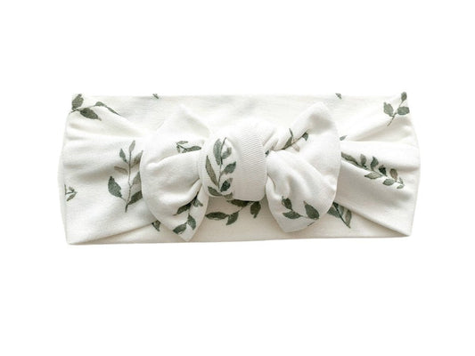 Knotted Headband - Green Leaves - Harp Angel Boutique