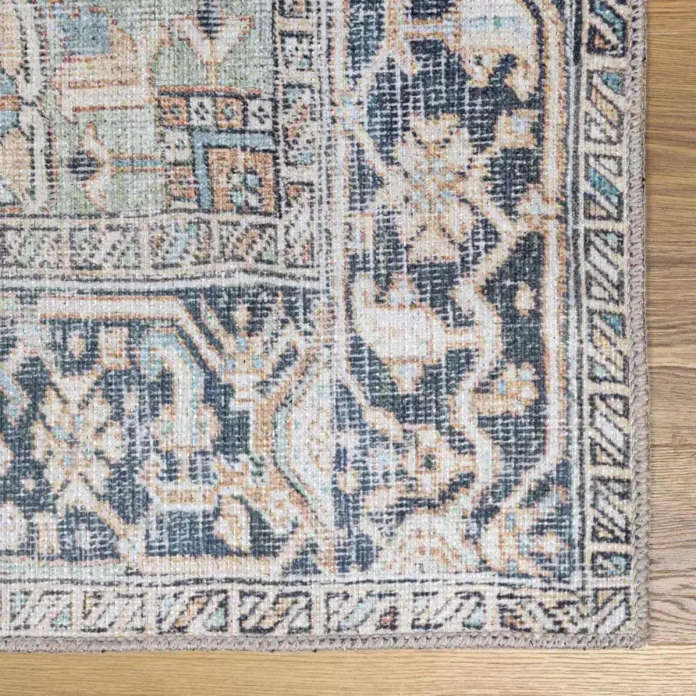 Green Nisa Vintage Washable Area Rug - Boutique Rugs