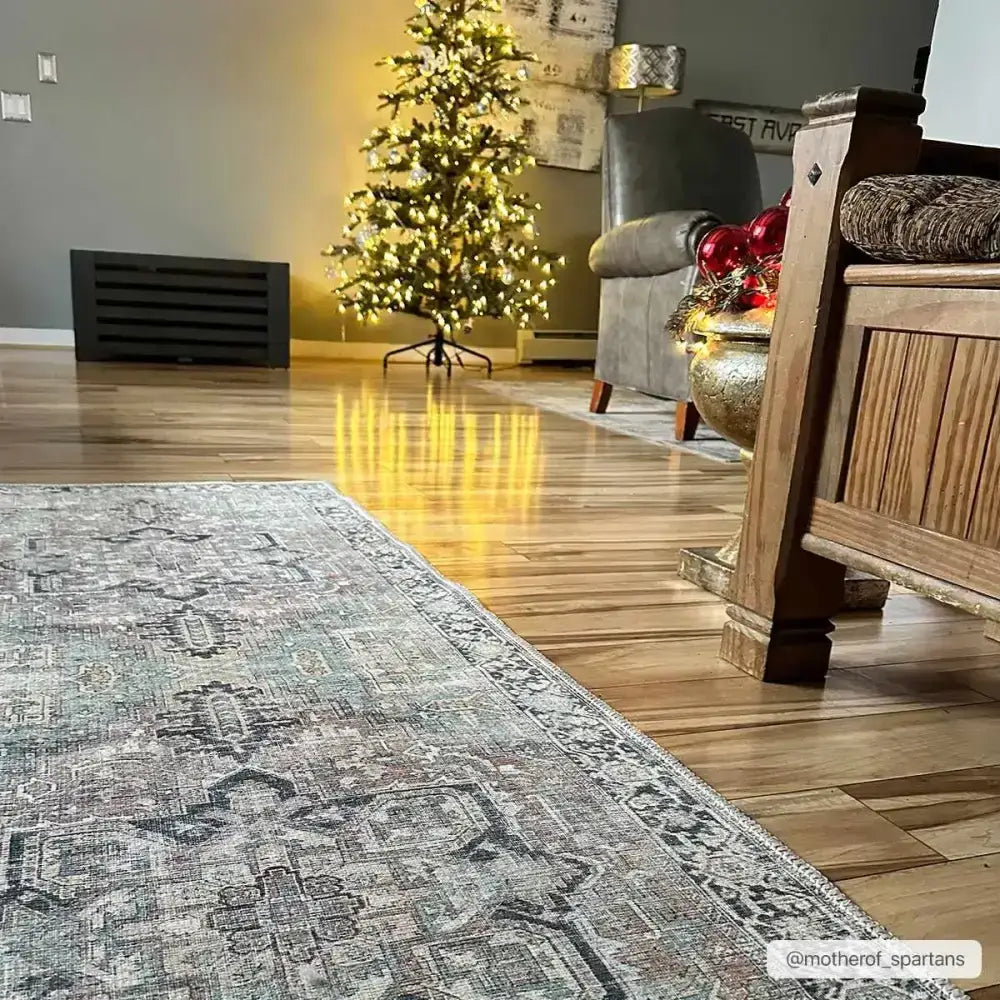 Green Nisa Vintage Washable Area Rug - Boutique Rugs