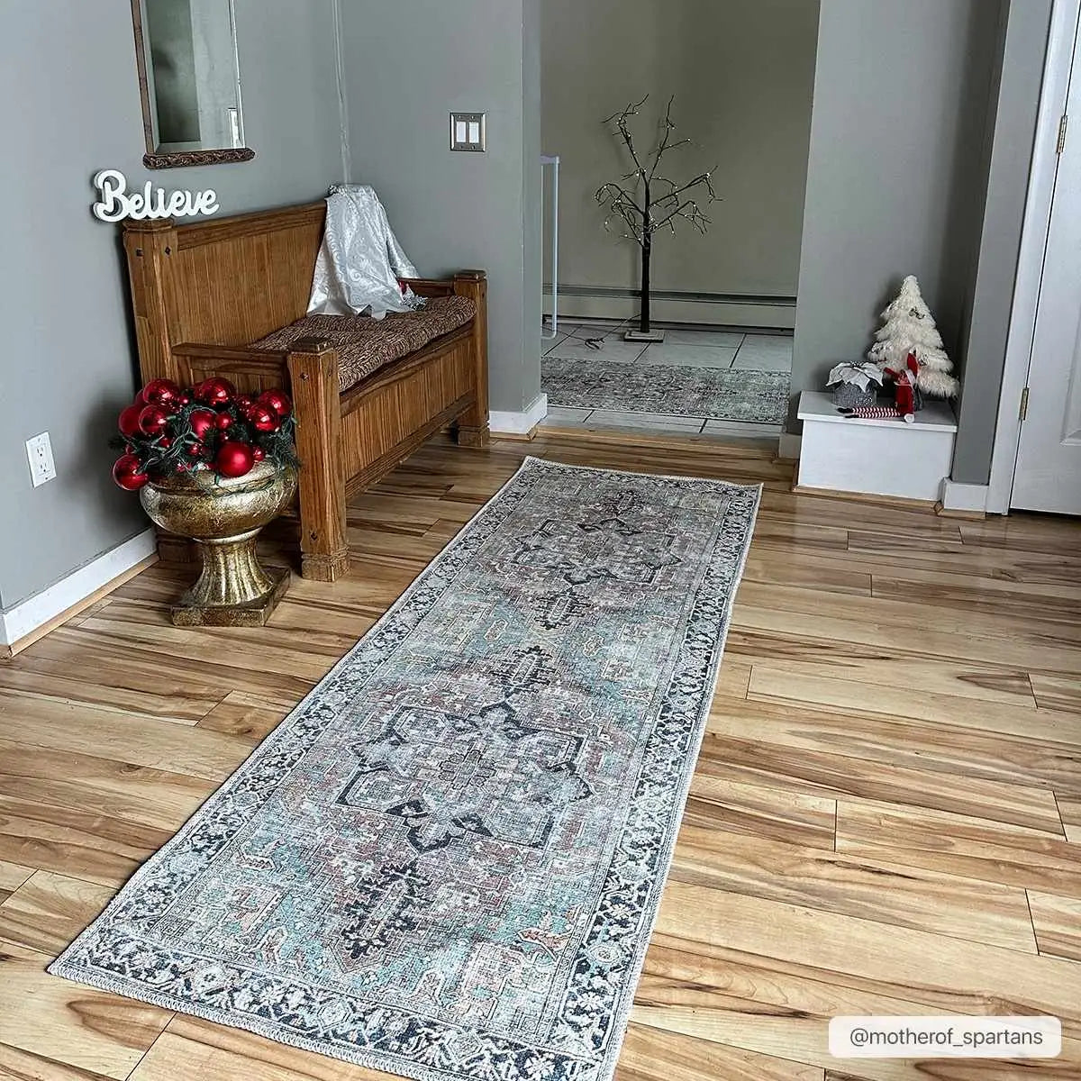 Green Nisa Vintage Washable Area Rug - Boutique Rugs