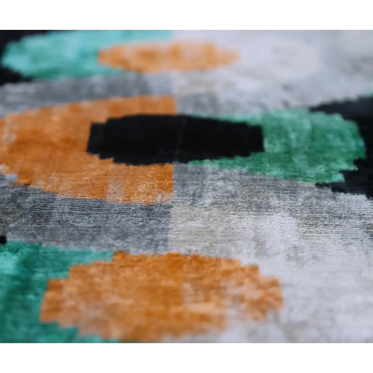 Green Orange Abstract Silk Velvet Lumbar Pillow – 16x24 Handmade Modern Cushion - Canvello