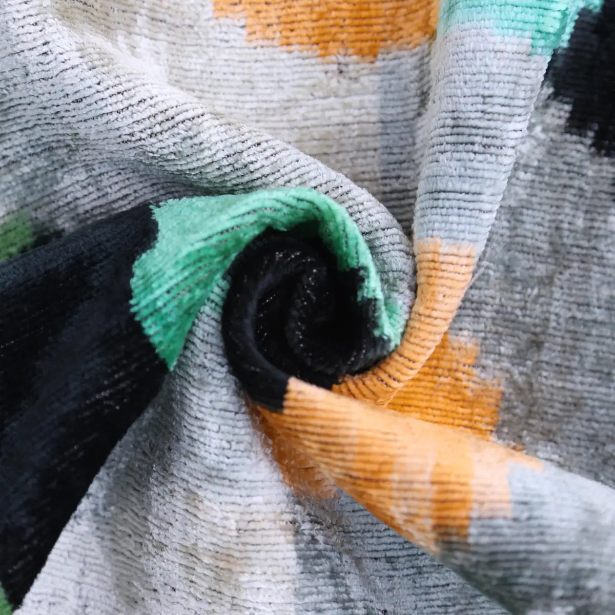 Green Orange Abstract Silk Velvet Lumbar Pillow – 16x24 Handmade Modern Cushion - Canvello