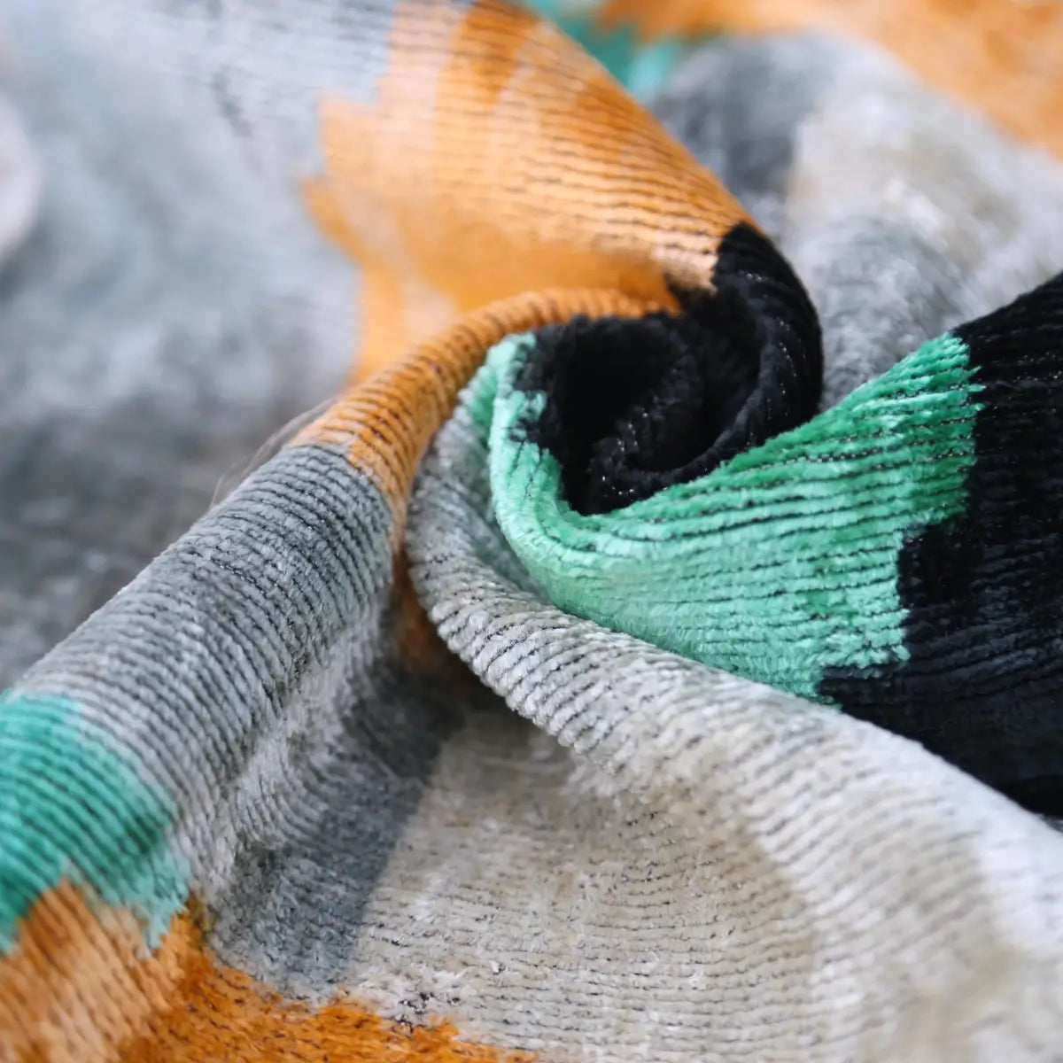 Green Orange Abstract Silk Velvet Lumbar Pillow – 16x24 Handmade Modern Cushion - Canvello