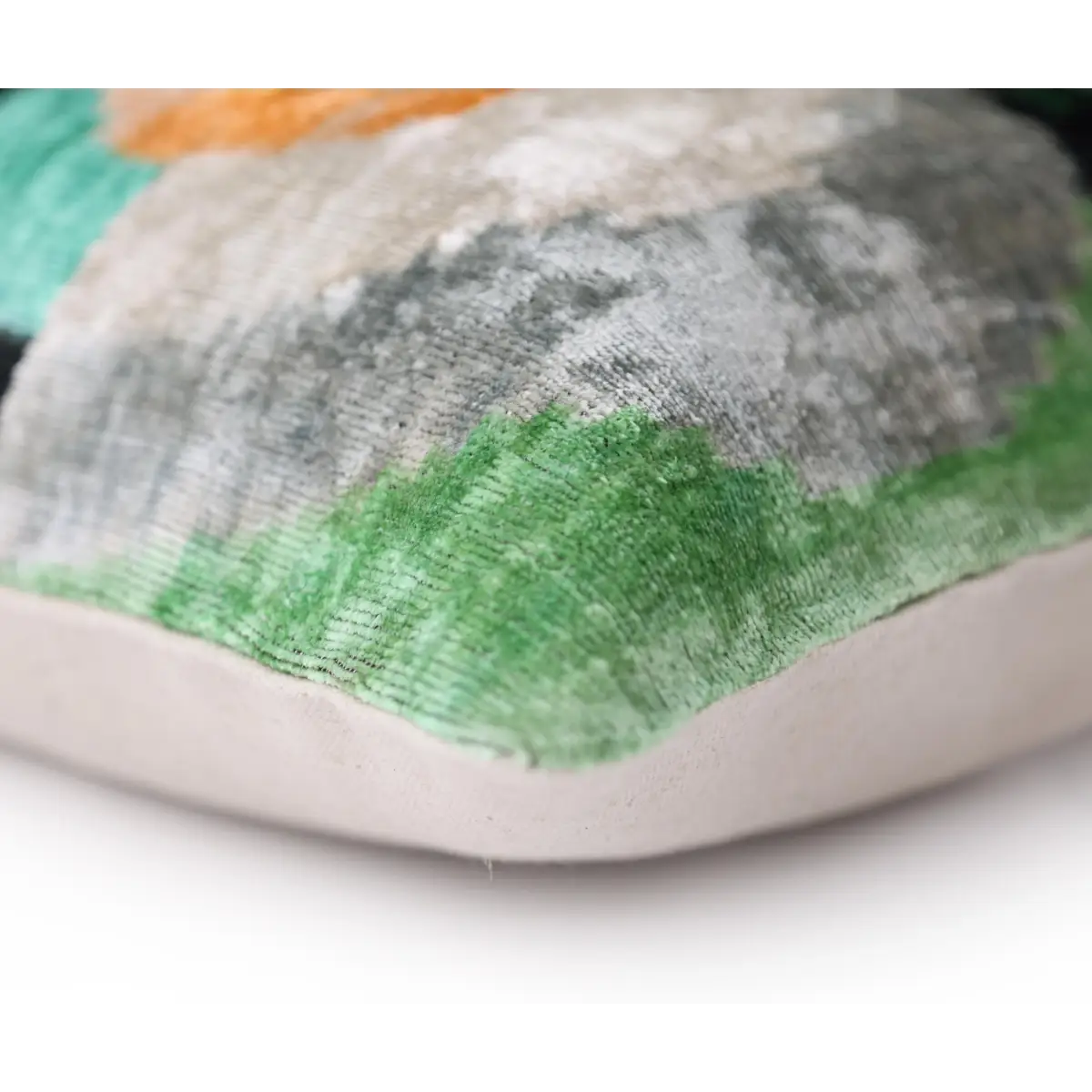 Green Orange Abstract Silk Velvet Lumbar Pillow – 16x24 Handmade Modern Cushion - Canvello