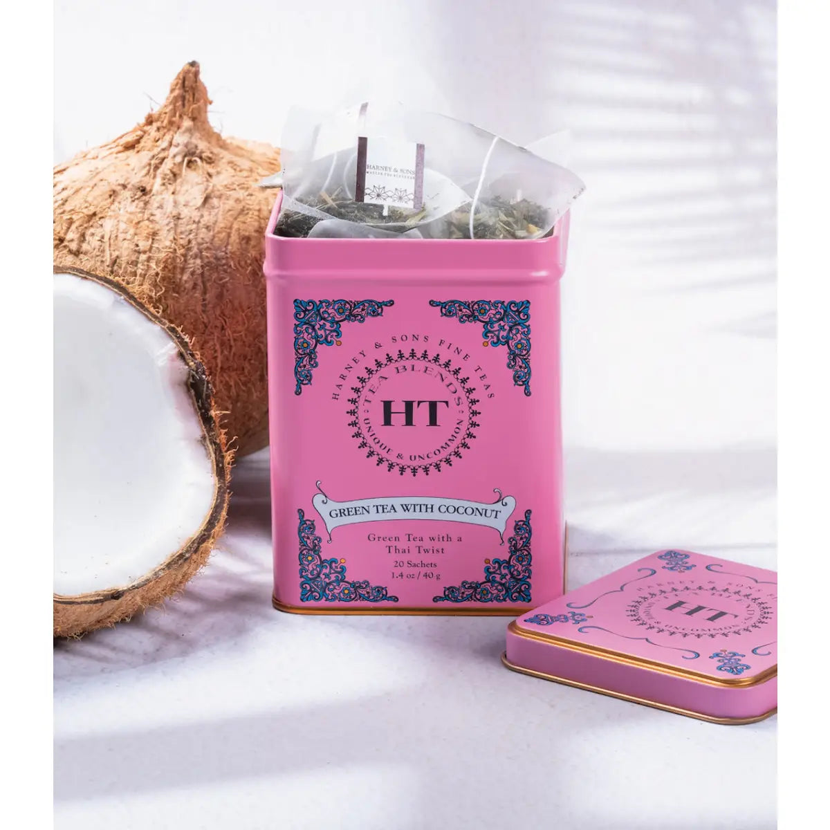 Green Tea with Coconut - HT Tin of 20 Tea Sachets - Sachets / Tin of 20 Sachets - Harney & Sons Fine Teas