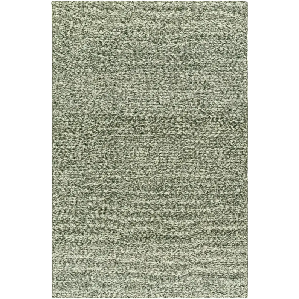 Green Textured Solid Wool Area Rug - 5’ x 7’6’’ Rectangle - Boutique Rugs