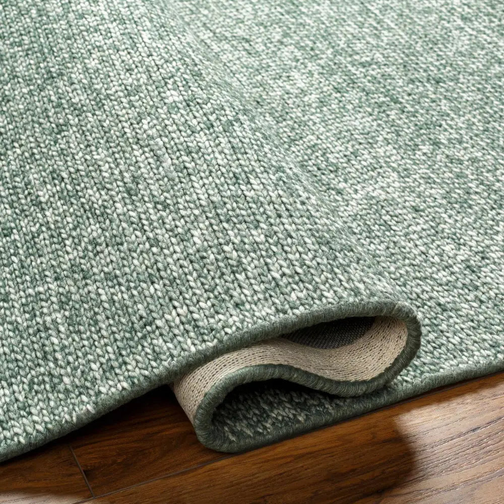Green Textured Solid Wool Area Rug - Boutique Rugs