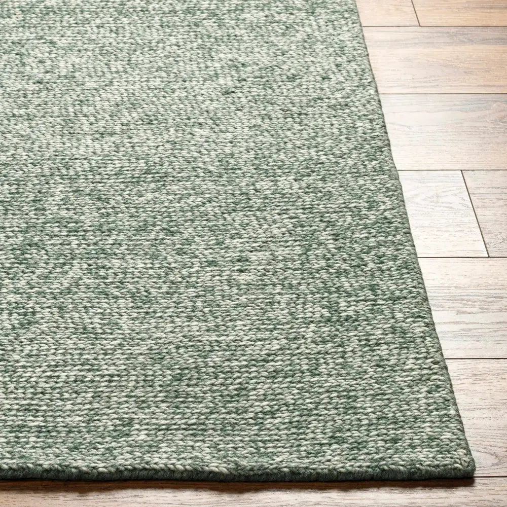 Green Textured Solid Wool Area Rug - Boutique Rugs