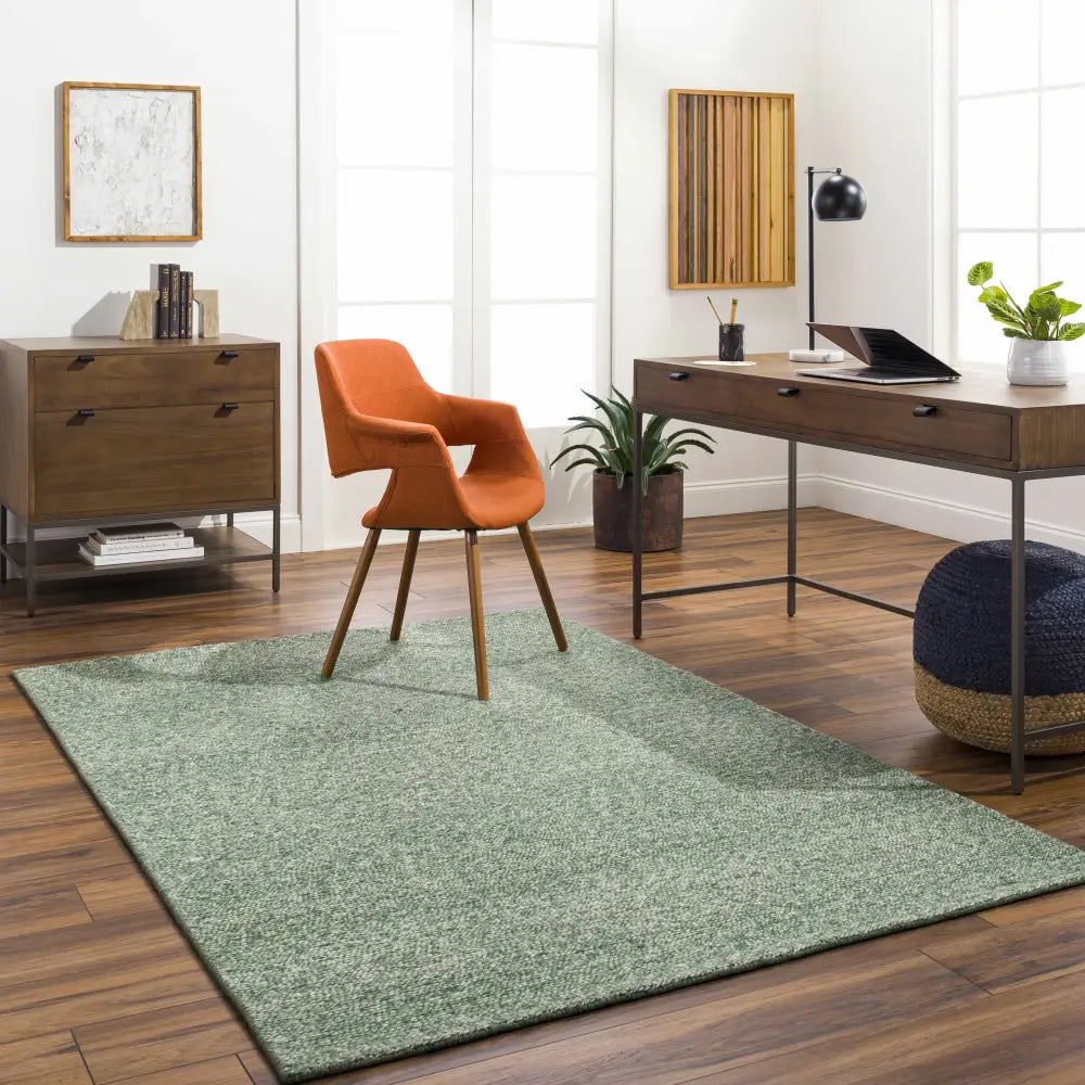 Green Textured Solid Wool Area Rug - Boutique Rugs