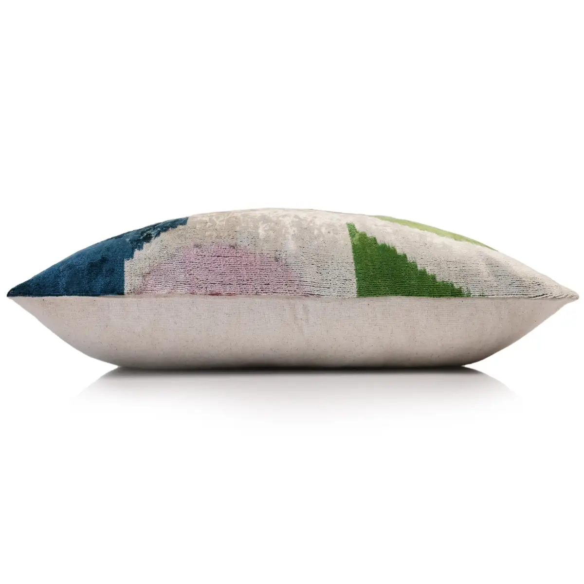 Green Yellow and Lilac Abstract Silk Velvet Pillow 16x24 Handmade Luxury Cushion - Canvello