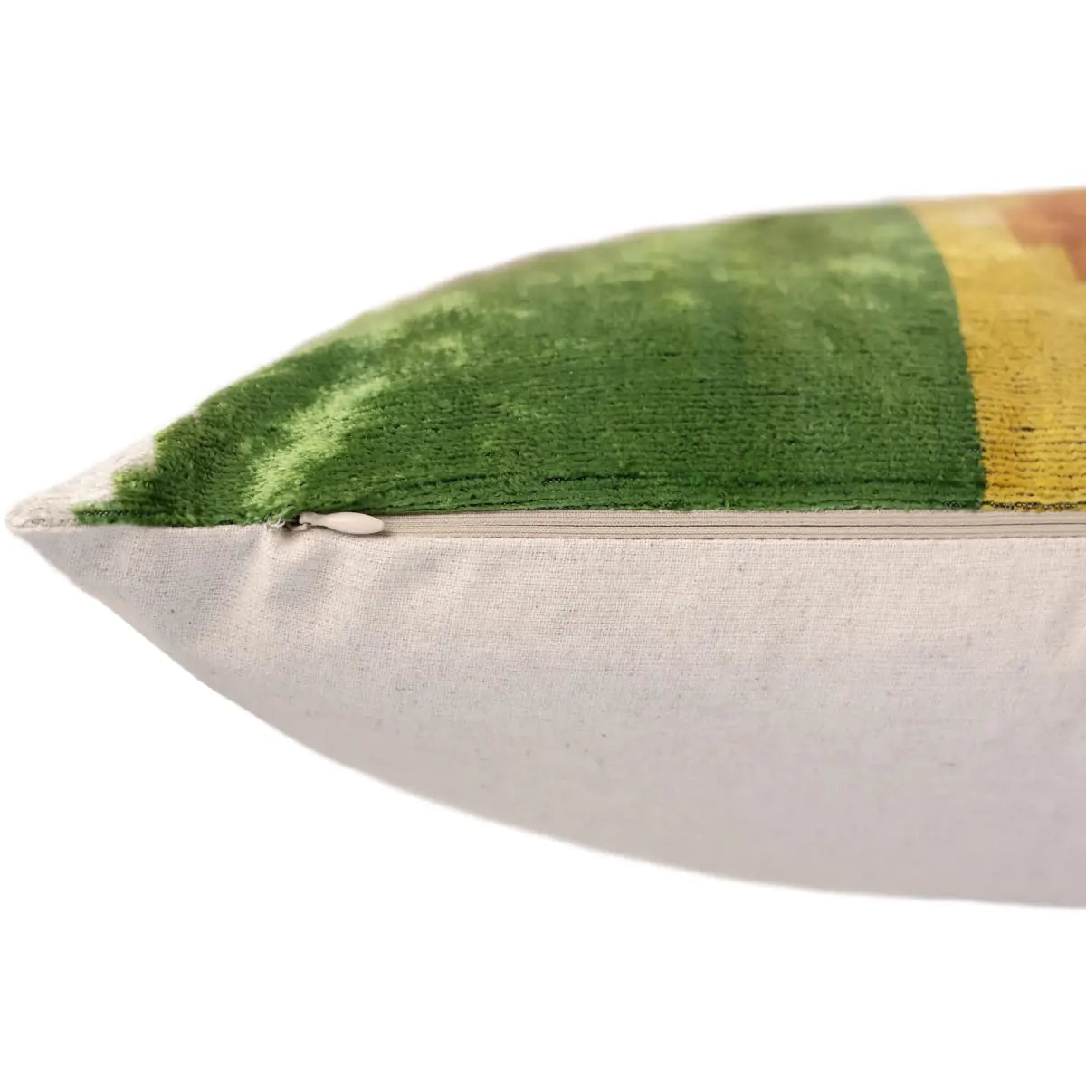 Green Yellow and Lilac Abstract Silk Velvet Pillow 16x24 Handmade Luxury Cushion - Canvello