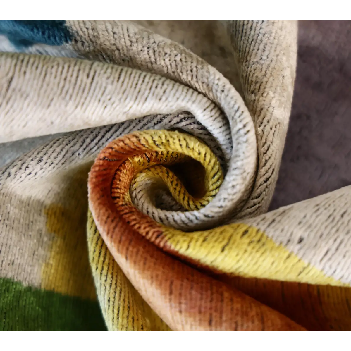Green Yellow and Lilac Abstract Silk Velvet Pillow 16x24 Handmade Luxury Cushion - Canvello