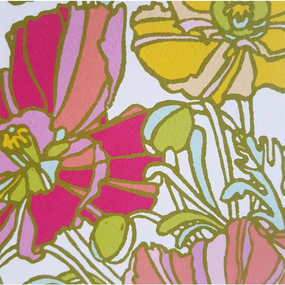 Greeting Card - Poppies Floral Blank Art Note Card - Little Green