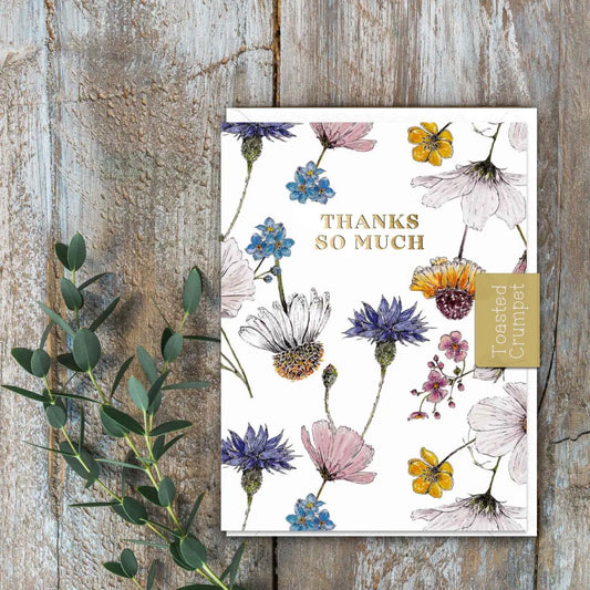 Greeting Card - Thanks So Much - Regency Gardens Floral - Toasted Crumpet (US Duties Paid)