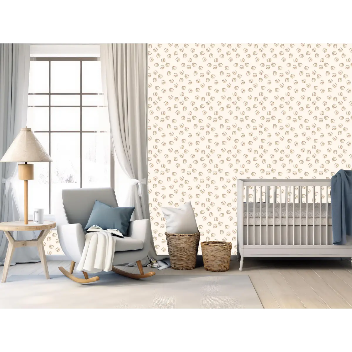 Griffy Wallpaper - Baseballs - by Hailey Kiefer Designs - Loomwell Home Goods