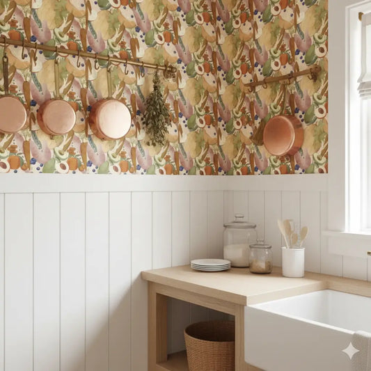 Gusteau Wallpaper - Fruits and Vegetables - by Cinnamon Clouds - Loomwell Home Goods