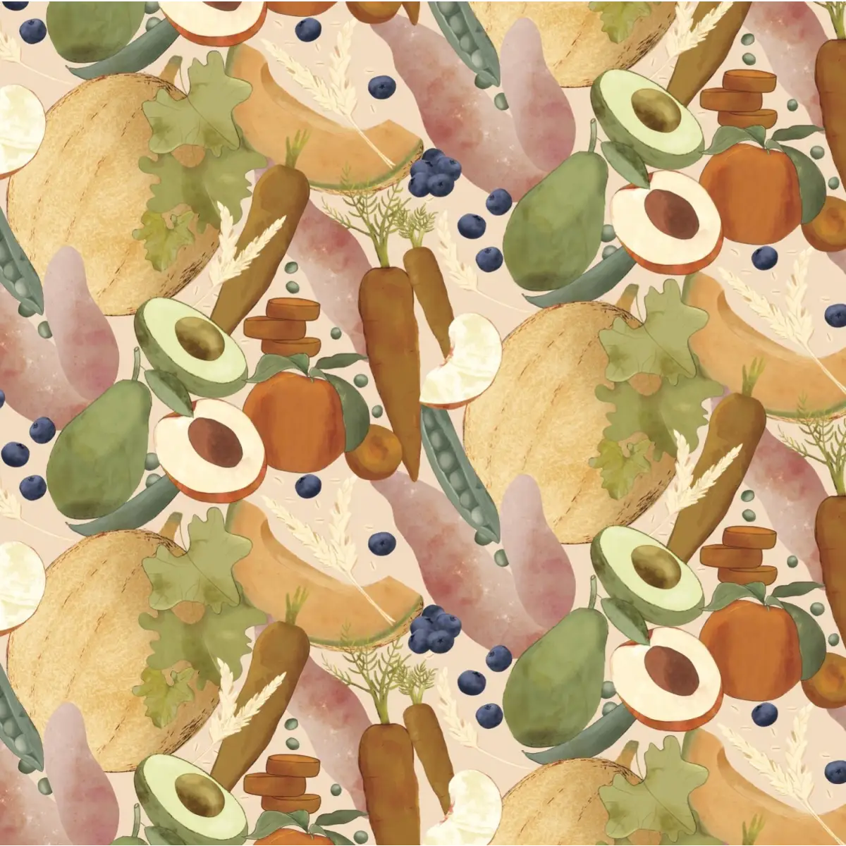 Gusteau Wallpaper - Fruits and Vegetables - by Cinnamon Clouds - Loomwell Home Goods