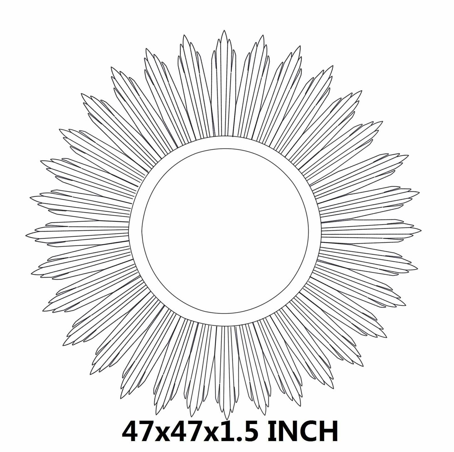 Classic Gold Starburst Wood Mirror - 47’’H x 47’’W x 2’’D Starburst - Boutique Rugs