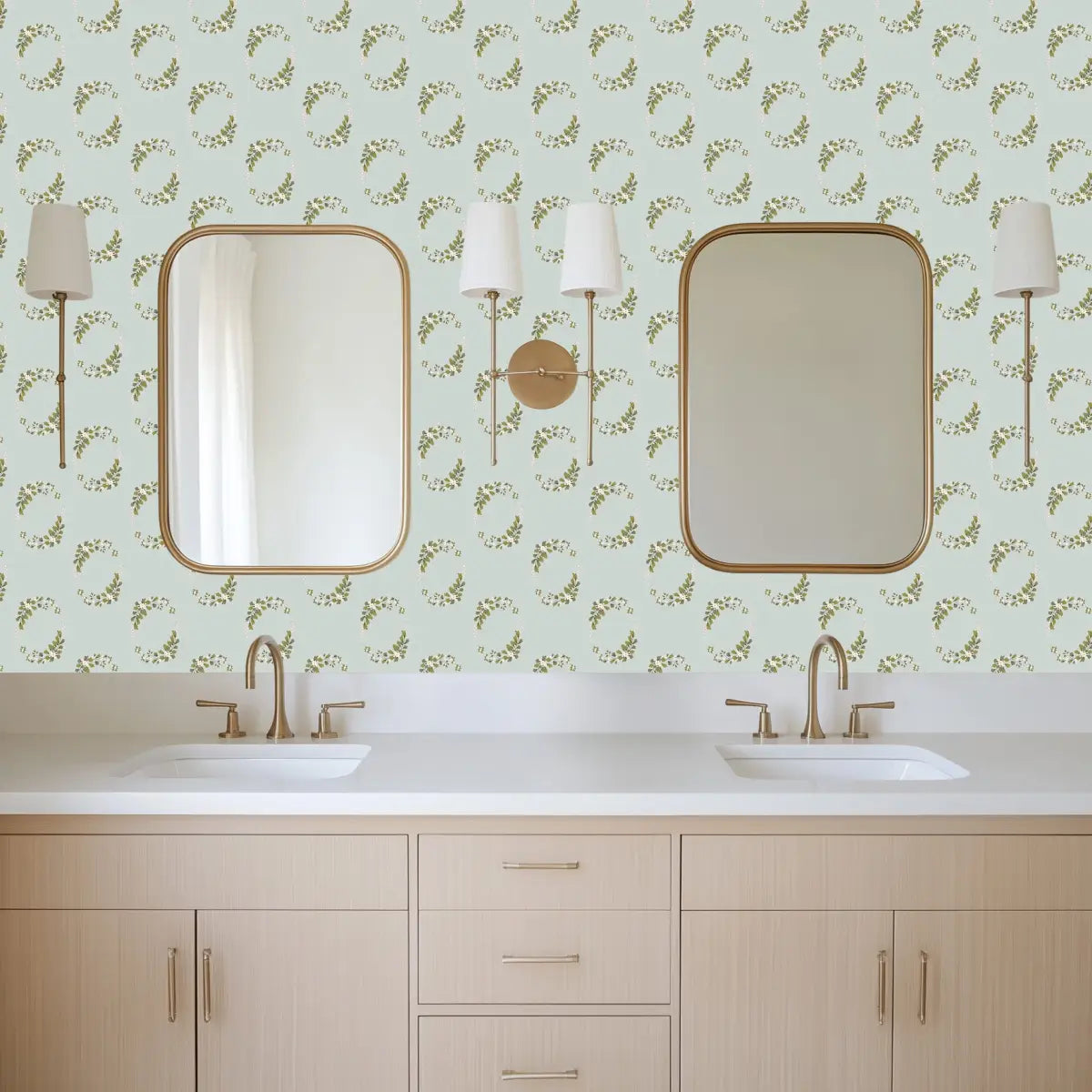 Hadley Wallpaper - Floral Oval Frames - by Linen and Paper Design - Loomwell Home Goods