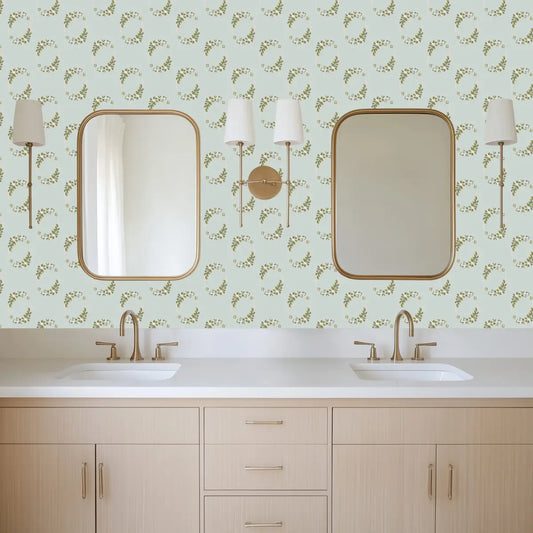 Hadley Wallpaper - Floral Oval Frames - by Linen and Paper Design - Loomwell Home Goods