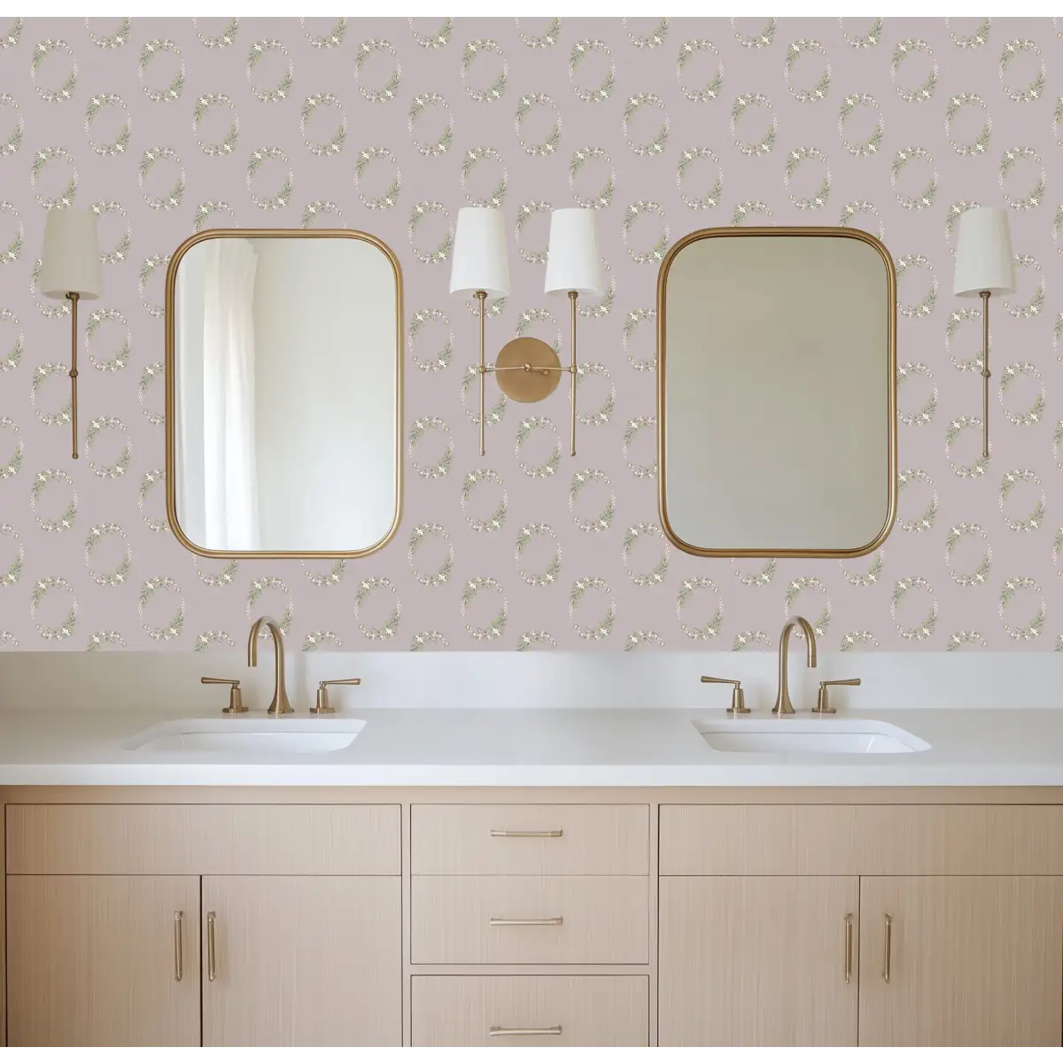 Hadley Wallpaper - Floral Oval Frames - by Linen and Paper Design - Loomwell Home Goods