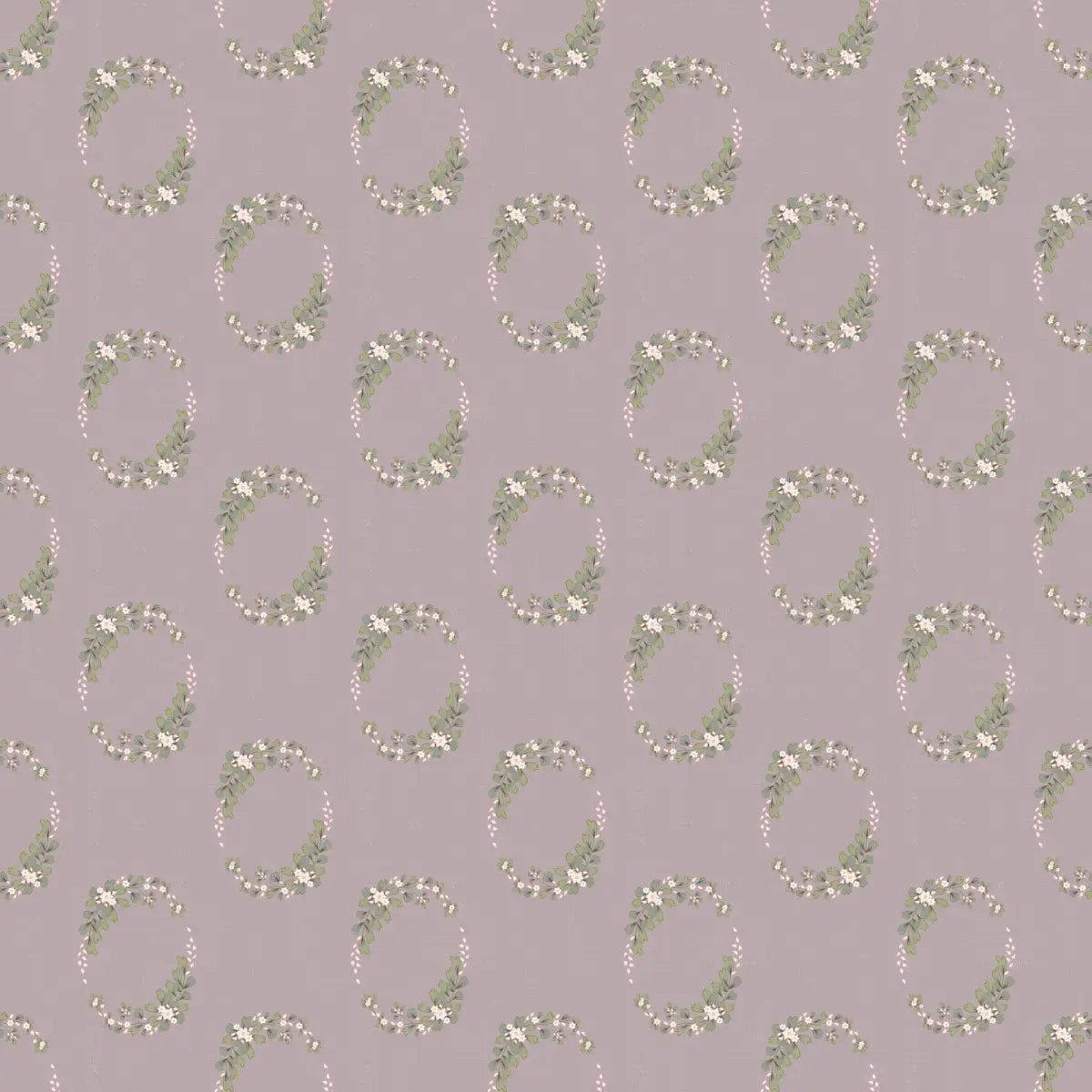 Hadley Wallpaper - Floral Oval Frames - by Linen and Paper Design - Sample 1 foot by 1 foot / Plum - Loomwell Home Goods