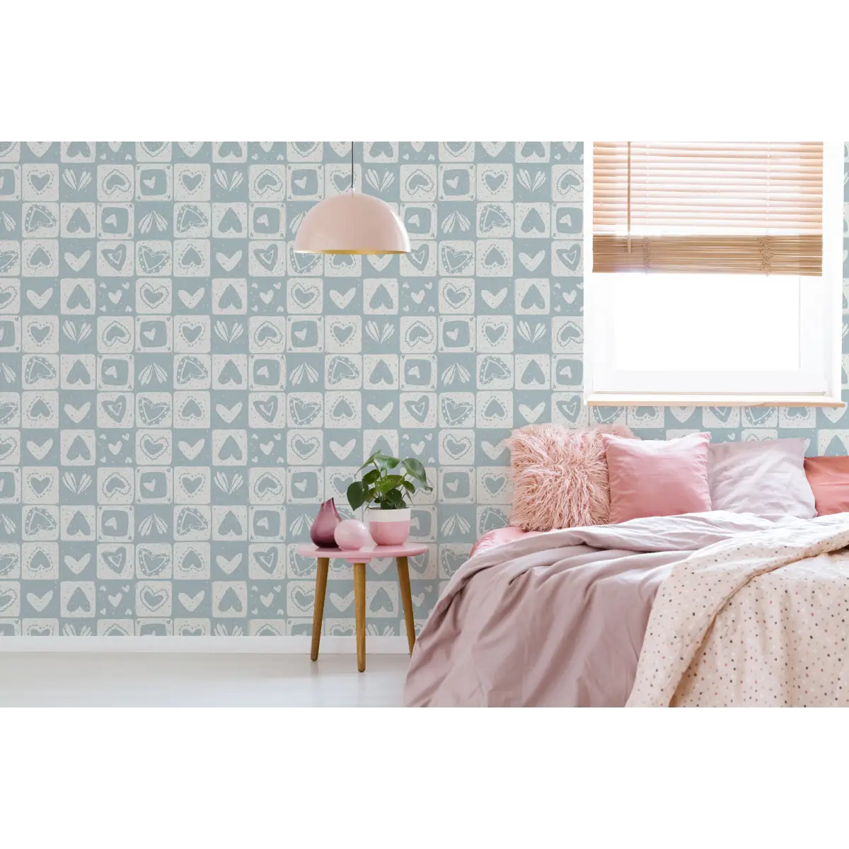Haisley Wallpaper - Hearts Checkerboard - by RNM Arts - Loomwell Home Goods