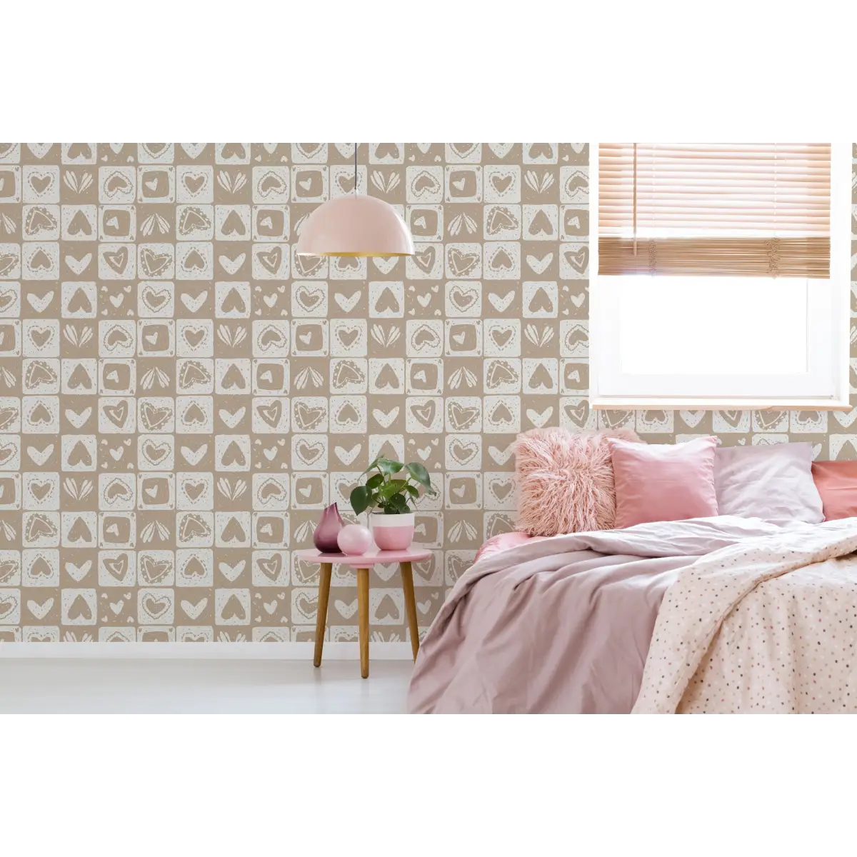 Haisley Wallpaper - Hearts Checkerboard - by RNM Arts - Loomwell Home Goods