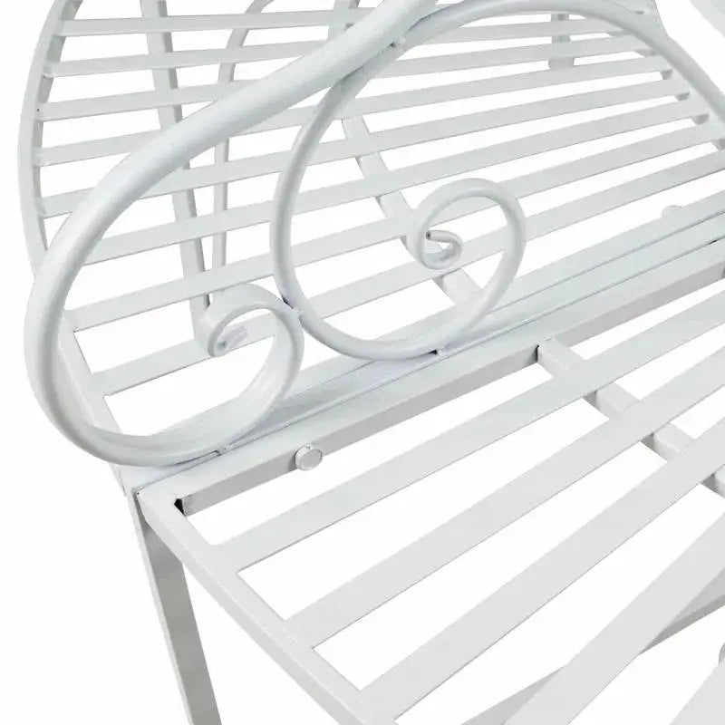 Half-Circle White Metal Outdoor Patio Garden Tree Bench - HomePacific