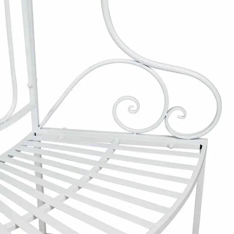 Half-Circle White Metal Outdoor Patio Garden Tree Bench - HomePacific