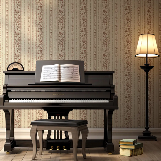 Hallam Wallpaper - Neutral Cottage Stripe - by Jun Shu Create - Loomwell Home Goods