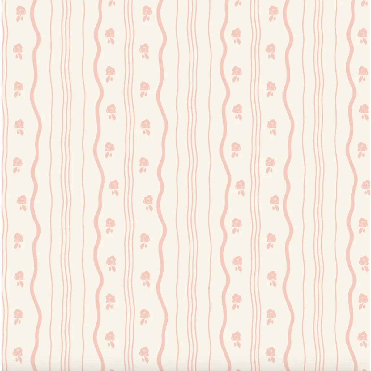 Halle Wallpaper - Sweetest Cottage Stripe - by Gabriela Dachin - Sample 1 foot by 1 foot / Coral - Loomwell Home Goods