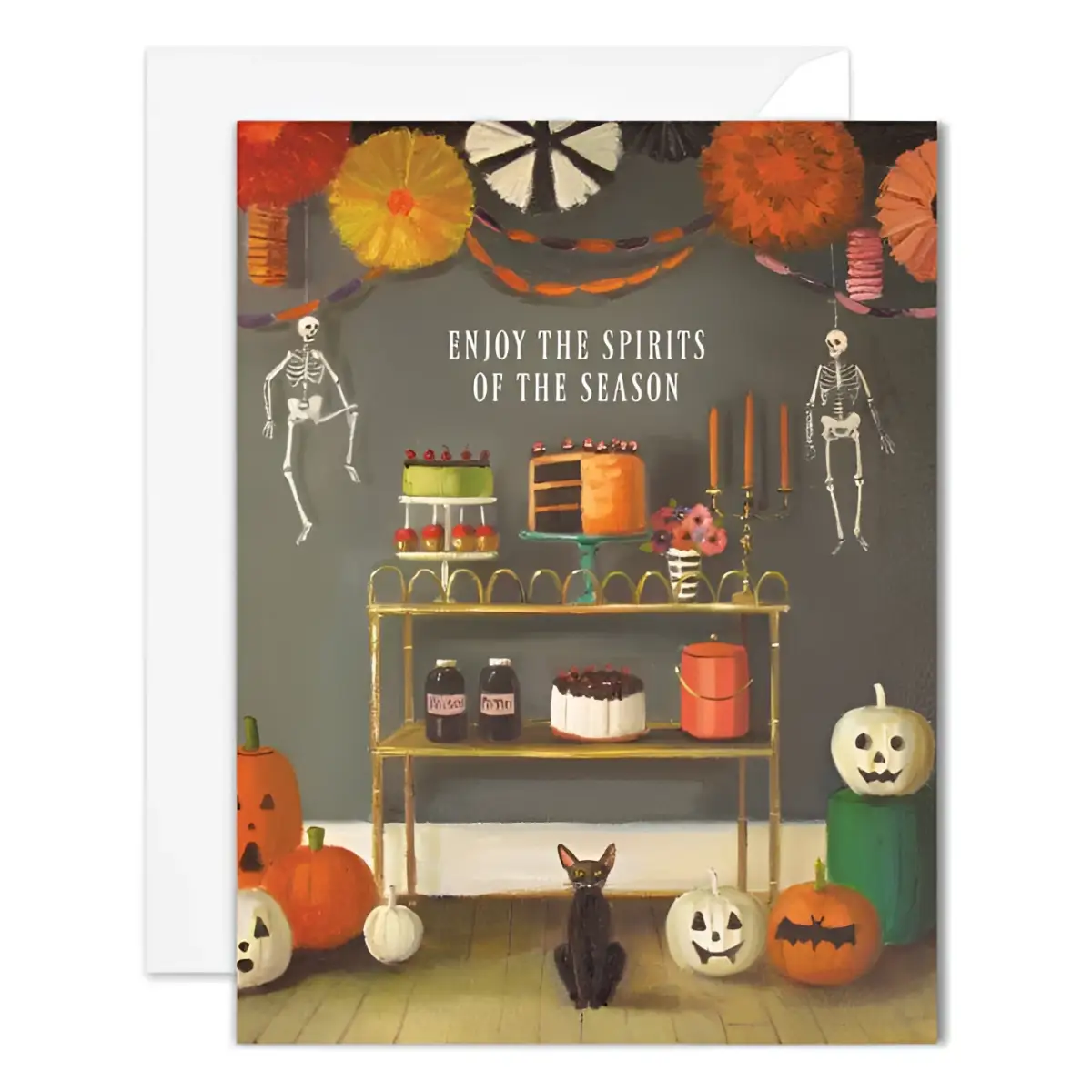 Halloween Card - Enjoy The Spirits Of The Season - JANET HILL STUDIO