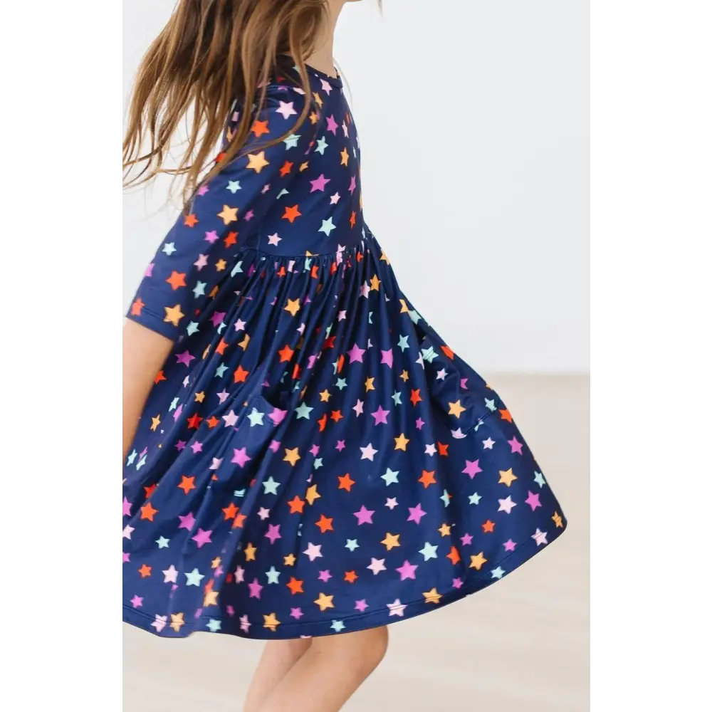 Halloween Stars 3/4 Sleeve Pocket Twirl Dress - Mila & Rose ®