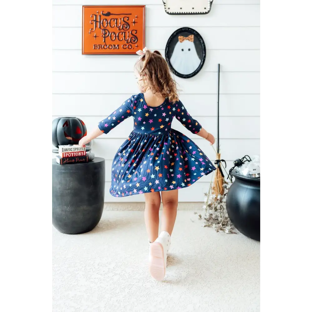 Halloween Stars 3/4 Sleeve Pocket Twirl Dress - Mila & Rose ®