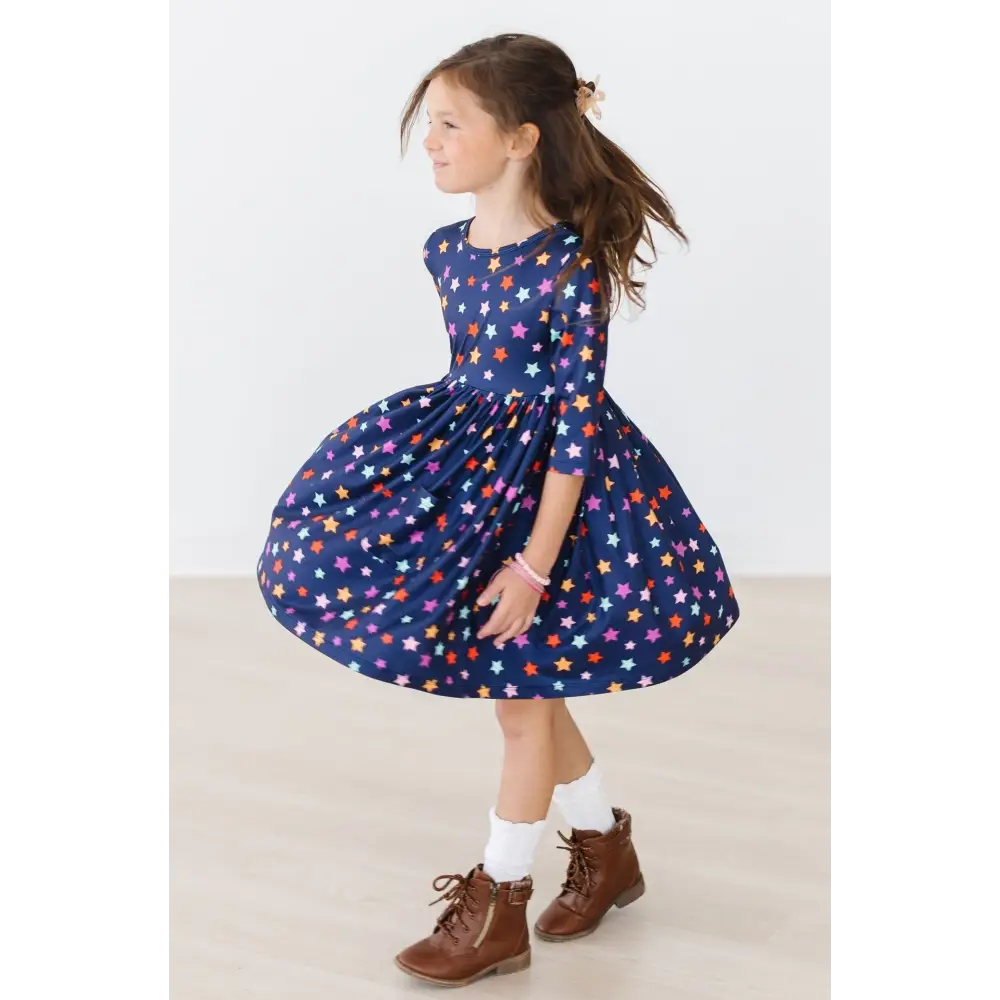 Halloween Stars 3/4 Sleeve Pocket Twirl Dress - Mila & Rose ®
